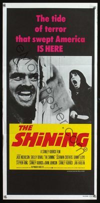 2f397 SHINING Aust daybill '80 Stephen King & Stanley Kubrick horror masterpiece, Jack Nicholson