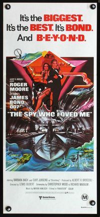 2f412 SPY WHO LOVED ME Aust daybill '77 art of Roger Moore as James Bond by Bob Peak!
