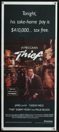 2f444 THIEF Australian daybill poster '81 Michael Mann, different image of James Caan with gun!