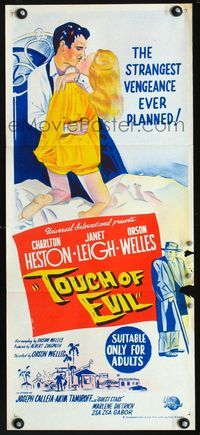 2f460 TOUCH OF EVIL Australian daybill poster '58 Orson Welles classic, Charlton Heston, Janet Leigh