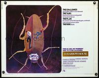 2g254 11 HARROWHOUSE half-sheet poster '73 Charles Grodin, Candice Bergen, cool beetle artwork!