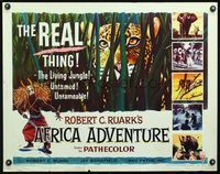 2g261 AFRICA ADVENTURE style B half-sheet '54 cool artwork of jaguar hunting in the jungle grass!