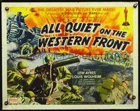 2g269 ALL QUIET ON THE WESTERN FRONT half-sheet R50 Lew Ayres in a story of blood, guts and tears!