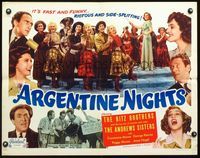 2g277 ARGENTINE NIGHTS half-sheet R40s great image of The Ritz Brothers & The Andrews Sisters!