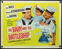2g283 BABY & THE BATTLESHIP half-sheet poster '57 English sailors John Mills & Richard Attenborough!
