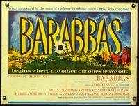2g286 BARABBAS half-sheet movie poster '62 Anthony Quiinn, the place where Christ was crucified!