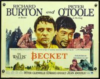 2g290 BECKET half-sheet movie poster '64 Richard Burton, Peter O'Toole, John Gielgud