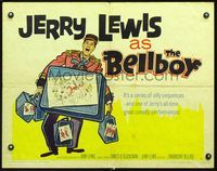 2g291 BELLBOY style A half-sheet movie poster '60 wacky artwork of Jerry Lewis carrying luggage!
