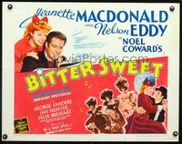 2g301 BITTER SWEET half-sheet poster R62 Jeanette MacDonald, Nelson Eddy, from Noel Coward's play!