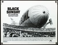 2g302 BLACK SUNDAY half-sheet '77 Frankenheimer, Goodyear Blimp zeppelin disaster at the Super Bowl!