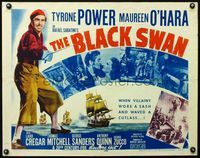 2g303 BLACK SWAN style A half-sheet poster R52 cool artwork of pirate Tyrone Power, Maureen O'Hara