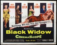 2g304 BLACK WIDOW half-sheet '54 Ginger Rogers, Gene Tierney, Van Heflin, George Raft, sexy art!