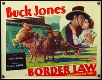 2g308 BORDER LAW half-sheet '31 great image of Buck Jones on horse & with pretty Lupita Tovar!