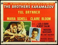2g312 BROTHERS KARAMAZOV style B half-sheet '58 Yul Brynner, sexy Maria Schell & Claire Bloom!
