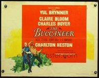 2g313 BUCCANEER style A 1/2sheet '58 pirate Yul Brynner, Charlton Heston, directed by Anthony Quinn!