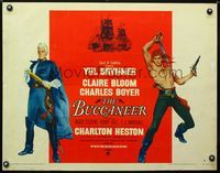 2g314 BUCCANEER style B half-sheet '58 Yul Brynner, Charlton Heston, directed by Anthony Quinn!