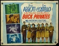 2g315 BUCK PRIVATES half-sheet movie poster R48 Bud Abbott & Lou Costello, plus The Andrews Sisters!