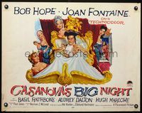 2g328 CASANOVA'S BIG NIGHT style B 1/2sh '54 great artwork of Bob Hope in bed & sexy Joan Fontaine!