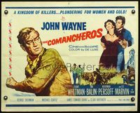 2g337 COMANCHEROS half-sheet poster '61 artwork of cowboy John Wayne, directed by Michael Curtiz!