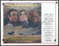 2g338 COMES A HORSEMAN half-sheet '78 cool art of James Caan, Jane Fonda & Jason Robards in the sky!