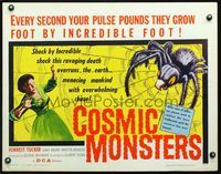 2g344 COSMIC MONSTERS half-sheet movie poster '58 cool art of giant spider in web & terrified woman!