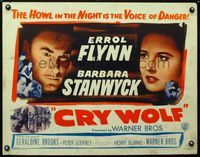 2g356 CRY WOLF style A half-sheet poster '47 cool close image of Errol Flynn & Barbara Stanwyck!