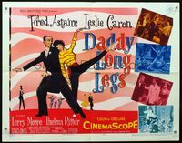 2g359 DADDY LONG LEGS half-sheet poster '55 wonderful art of Fred Astaire & Leslie Caron dancing!
