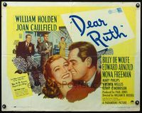 2g363 DEAR RUTH style A half-sheet '47 romantic close up art of William Holden & Joan Caulfield!