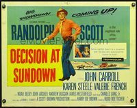 2g366 DECISION AT SUNDOWN style B half-sheet poster '57 Randolph Scott, directed by Budd Boetticher!
