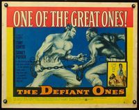 2g367 DEFIANT ONES style B 1/2sh '58 Tony Curtis & Sidney Poitier are escaped cons chained together!