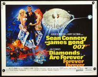 2g373 DIAMONDS ARE FOREVER half-sheet poster '71 Sean Connery as James Bond 007 by Robert McGinnis!