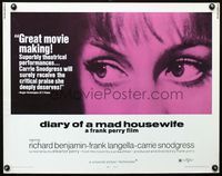 2g374 DIARY OF A MAD HOUSEWIFE half-sheet movie poster '70 super close up of Carrie Snodgress' eyes!