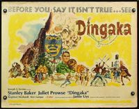 2g376 DINGAKA half-sheet poster '65 directed by Jamie Uys, cool artwork of African native tribe!