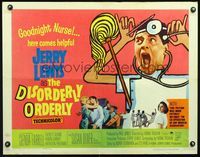 2g379 DISORDERLY ORDERLY half-sheet movie poster '65 artwork of wackiest hospital nurse Jerry Lewis!