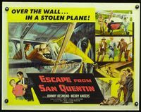 2g392 ESCAPE FROM SAN QUENTIN half-sheet poster '57 cons break out of California prison by plane!