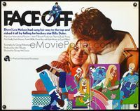 2g396 FACE OFF half-sheet movie poster '71 Canadian ice hockey and rock & roll, cool art!
