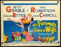 2g397 FARMER TAKES A WIFE half-sheet movie poster '53 Betty Grable, Dale Robertson, Thelma Ritter