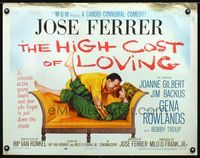 2g452 HIGH COST OF LOVING style A 1/2sheet '58 great romantic image of Gena Rowlands & Jose Ferrer!