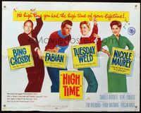 2g454 HIGH TIME half-sheet movie poster '60 Crosby, Fabian, Weld, Maurey