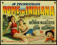 2g457 HOME IN INDIANA half-sheet movie poster '44 sexy Jeanne Crain, Lon McCallister, Walter Brennan