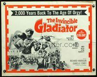 2g474 INVINCIBLE GLADIATOR half-sheet movie poster '61 Richard Harrison is Il Gladiatore Invicibile!
