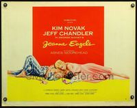 2g481 JEANNE EAGELS style A half-sheet '57 best romantic artwork of Kim Novak & Jeff Chandler!