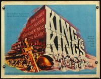 2g492 KING OF KINGS style B half-sheet '61 Nicholas Ray Biblical epic, Jeffrey Hunter as Jesus!