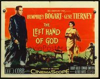 2g504 LEFT HAND OF GOD 1/2sh '55 artwork of priest Humphrey Bogart holding gun, sexy Gene Tierney!