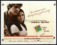 2g519 LOVE STORY half-sheet movie poster '70 great romantic close up of Ali MacGraw & Ryan O'Neal!
