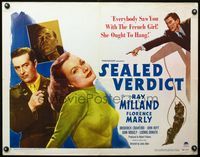 2g652 SEALED VERDICT style B half-sheet poster '48 Ray Milland, sexy Florence Marly ought to hang!