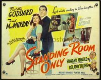 2g696 STANDING ROOM ONLY style A half-sheet poster '44 art of Paulette Goddard & Fred MacMurray!