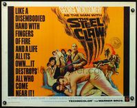 2g702 STEEL CLAW half-sheet movie poster '61 George Montgomery destroys all who come near him!