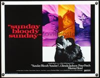2g710 SUNDAY BLOODY SUNDAY int'l half-sheet poster '71 Peter Finch passionately kisses Murray Head!