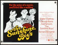 2g713 SUNSHINE BOYS int'l 1/2sh '75 Al Hirschfeld art of George Burns, Walter Matthau & Lee Meredith